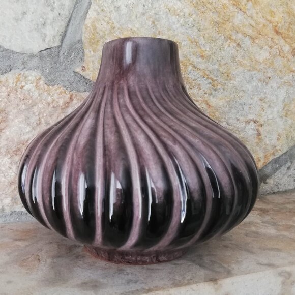 Vintage Art Pottery Vase Round Onion Shape MCM - Picture 1 of 7